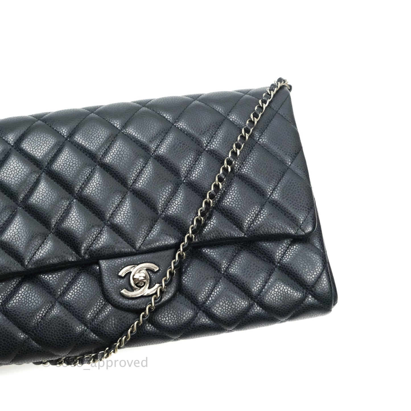 Chanel Quilted Clutch with Chain Dark Navy Ruthenium Hardware