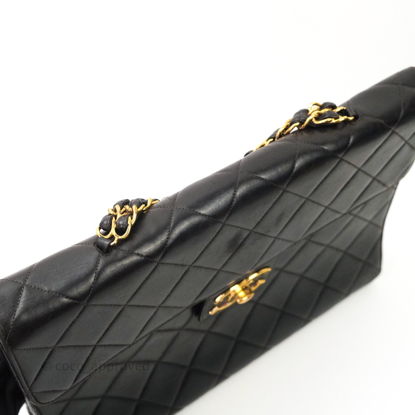 Chanel Vintage Double Sided Briefcase Black Lambskin 24K Gold Hardware