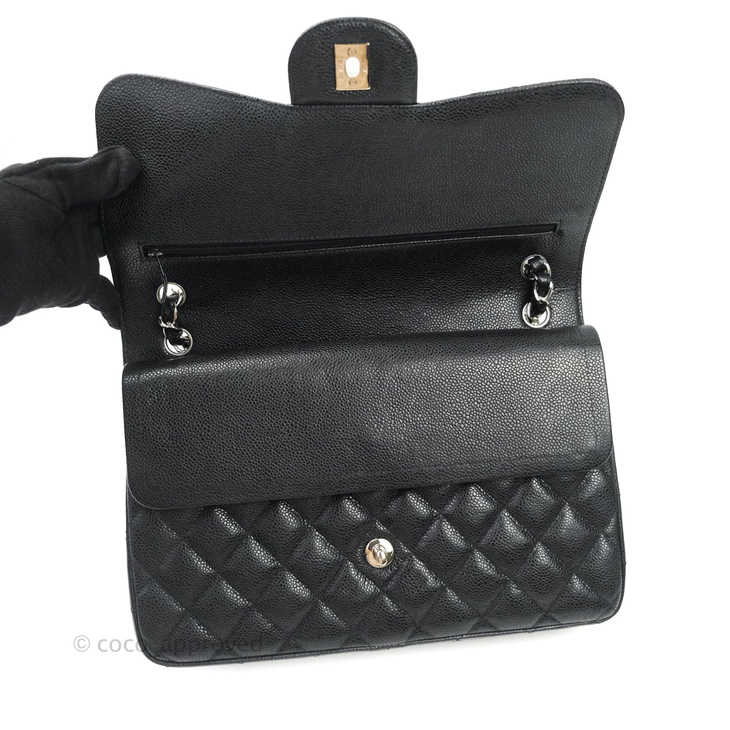 Chanel Jumbo Double Flap Black Caviar Silver Hardware⁣⁣