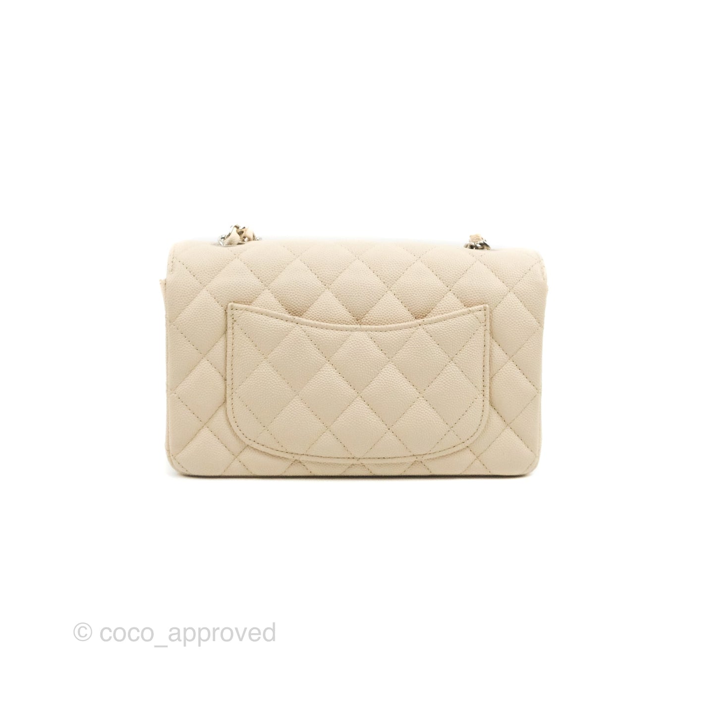 Chanel Quilted Mini Rectangular Ivory Caviar Silver Hardware