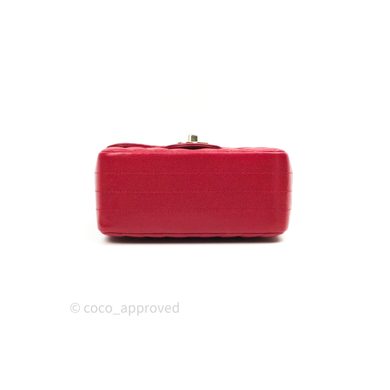 Chanel Mini Square Red Chevron Caviar Gold Hardware