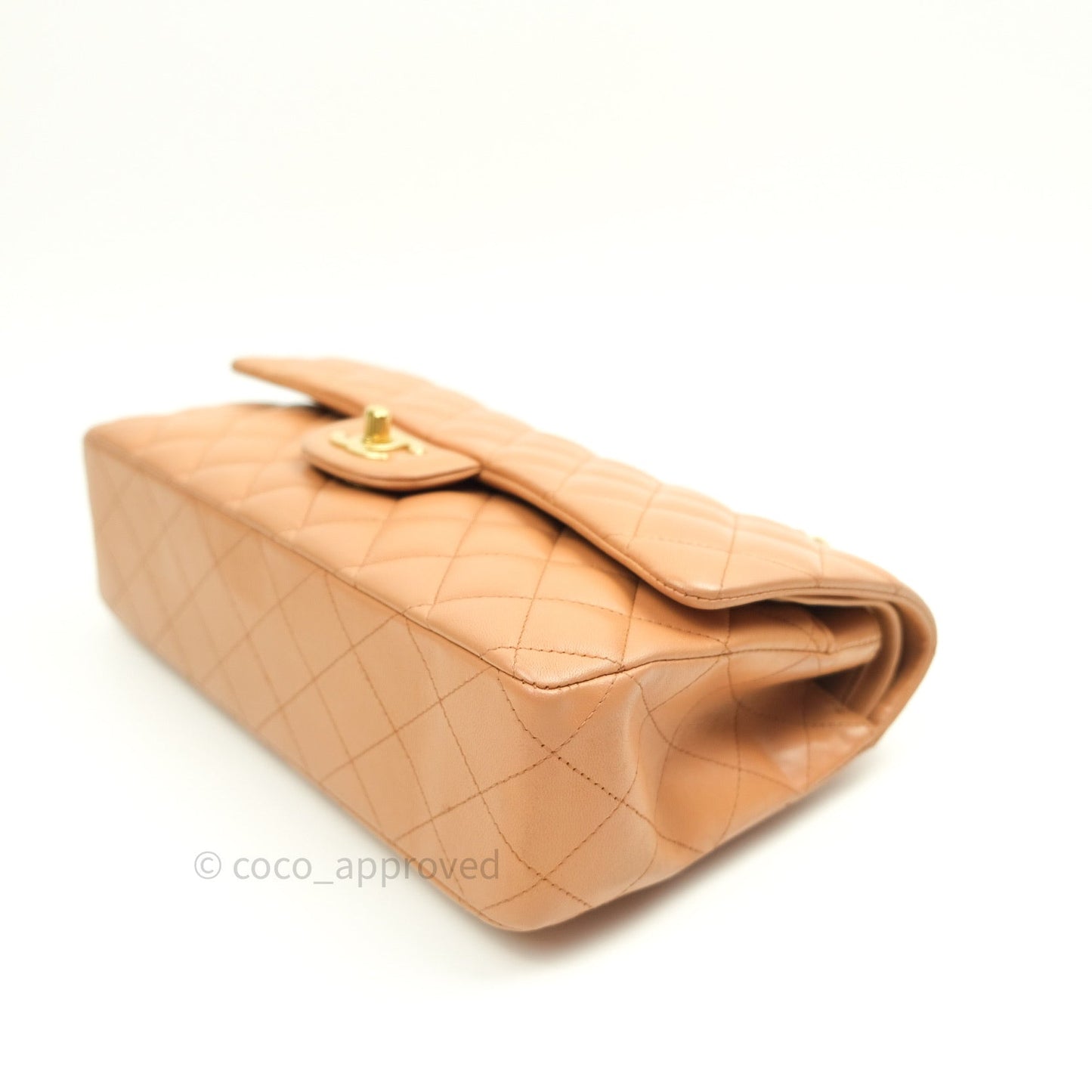 Chanel Classic M/L Beige Lambskin Gold Hardware