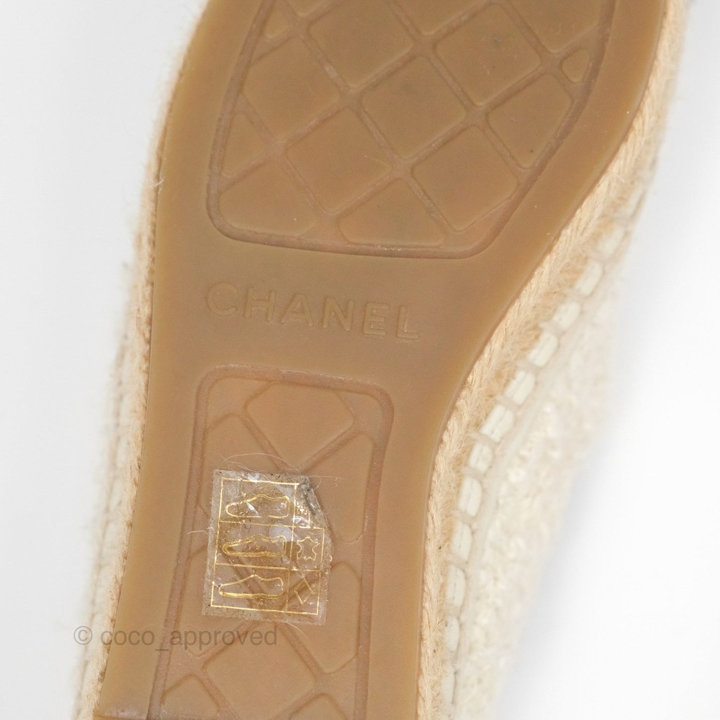 Chanel CC Espadrille Black White Tweed Size 36