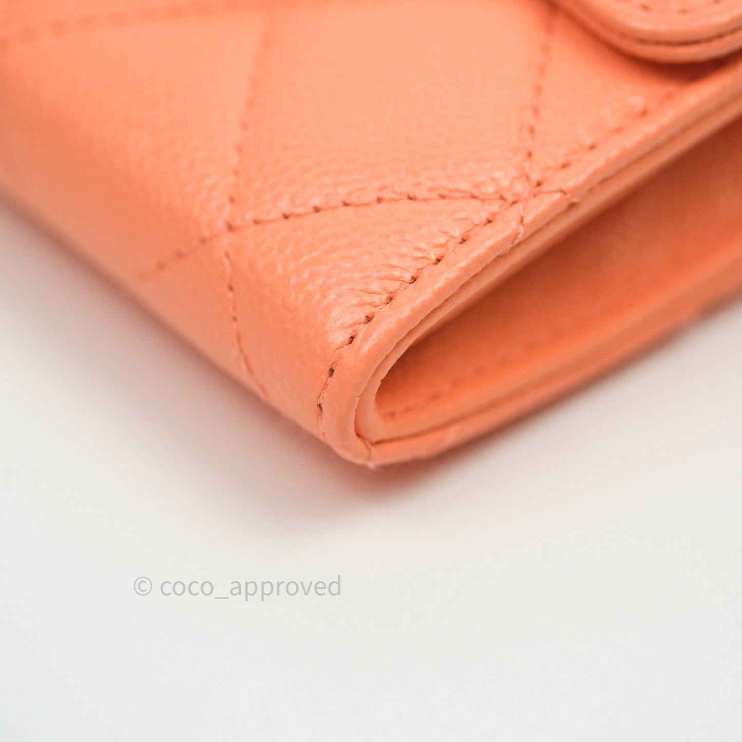 Chanel Mini Wallet With Chain Salmon Pink Caviar Silver Hardware