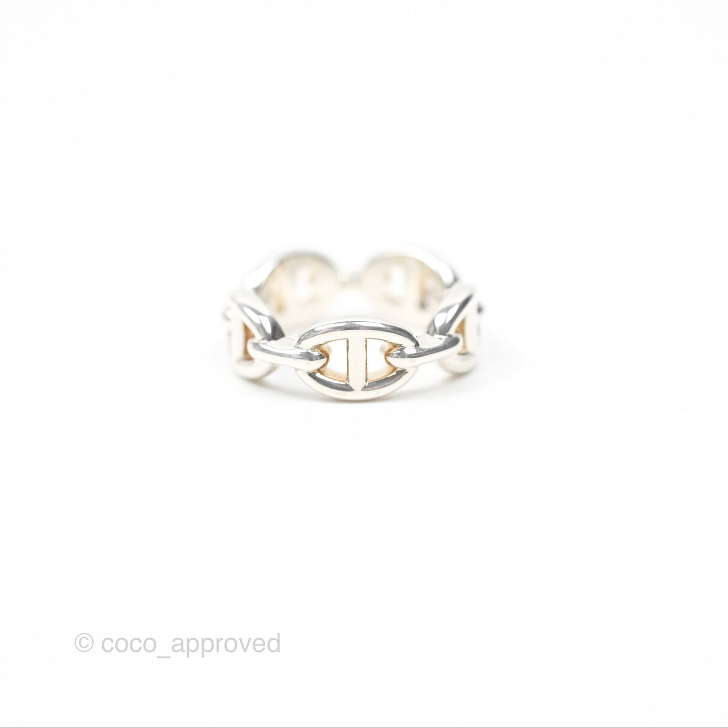 Hermès Sterling Silver PM Chaine d'Ancre Enchainee Band Ring SIze 53
