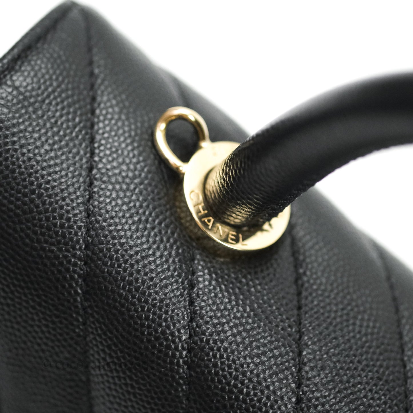 Chanel Mini Coco Handle Chevron Black Caviar Gold Hardware