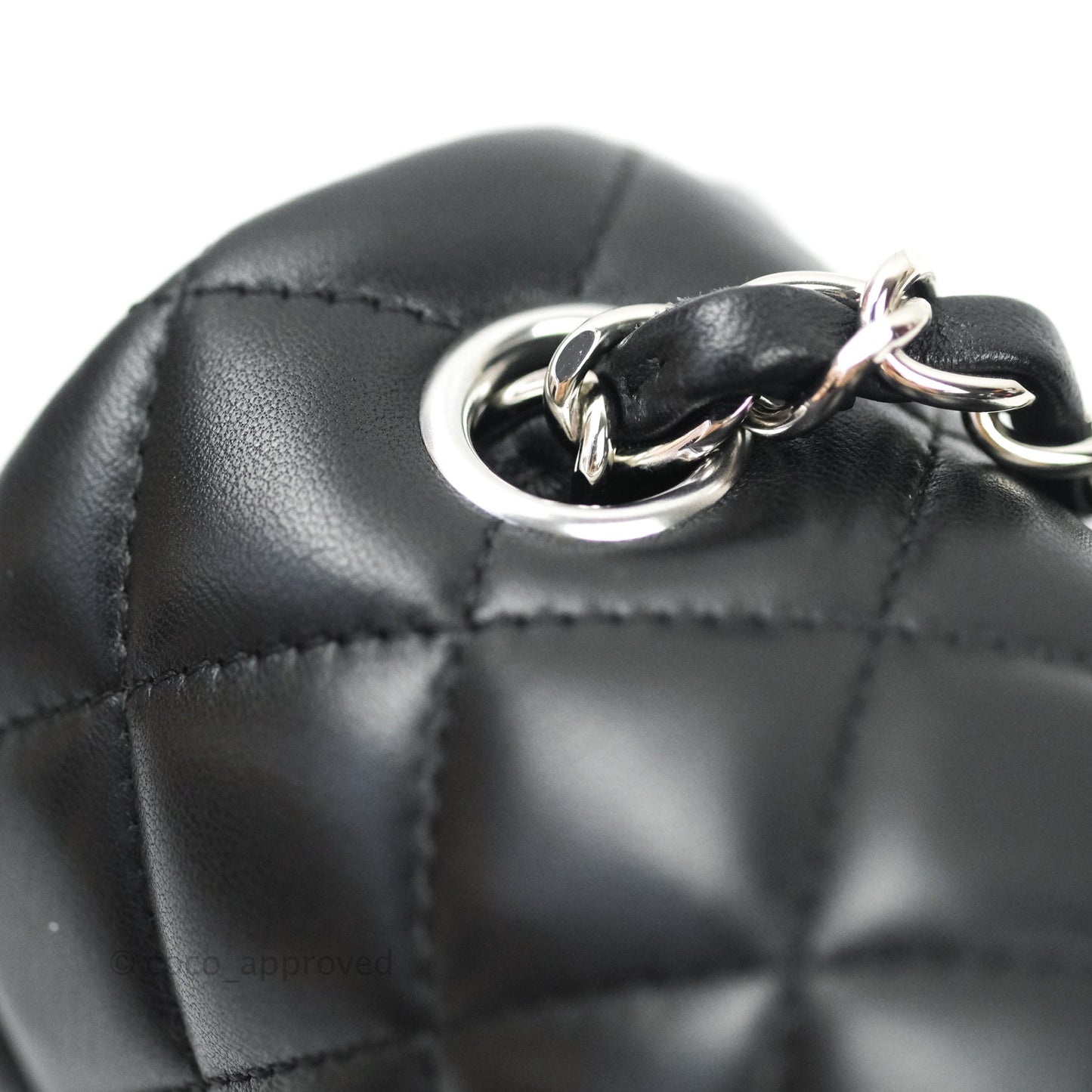 Chanel Quilted Mini Rectangular Black Lambskin Silver Hardware