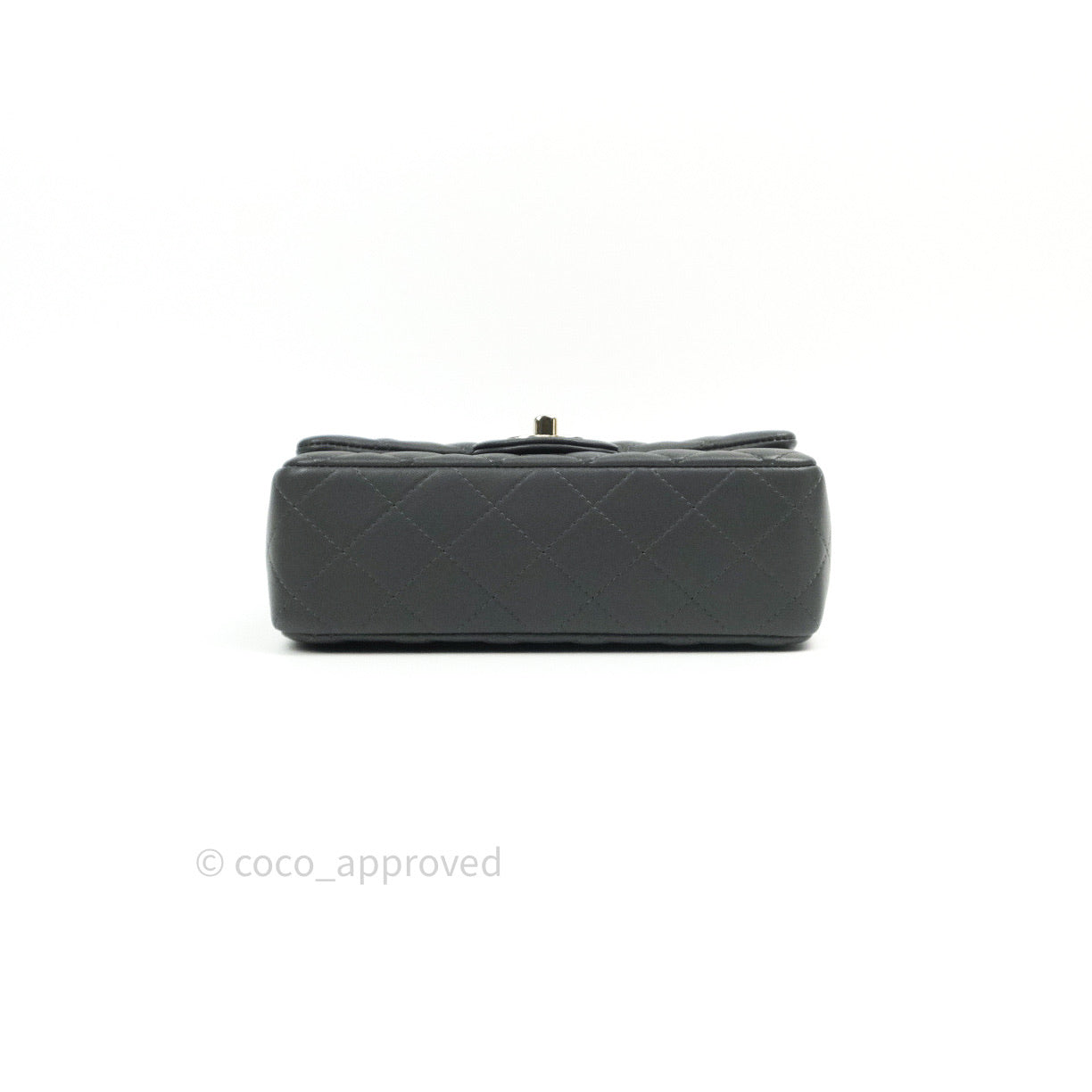 Chanel Quilted Mini Rectangular Dark Grey Lambskin Gold Hardware