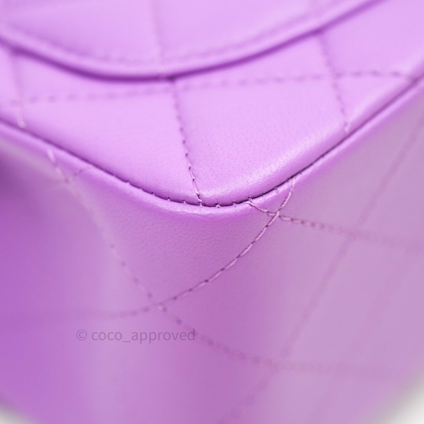 Chanel Mini Square Purple Lambskin Silver Hardware