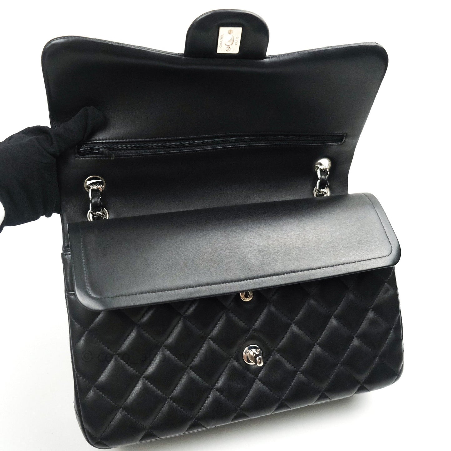 Chanel Jumbo Double Flap Black Lambskin Silver Hardware⁣⁣