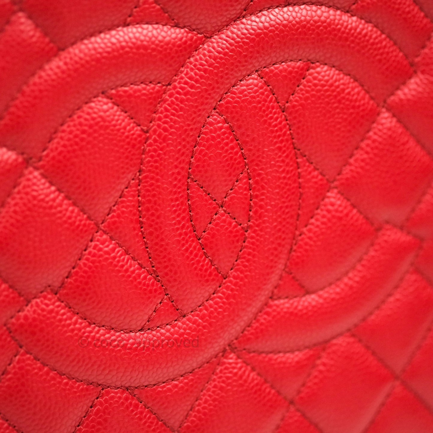 Chanel XL Grand Shopping Tote GST Red Caviar Silver Hardware