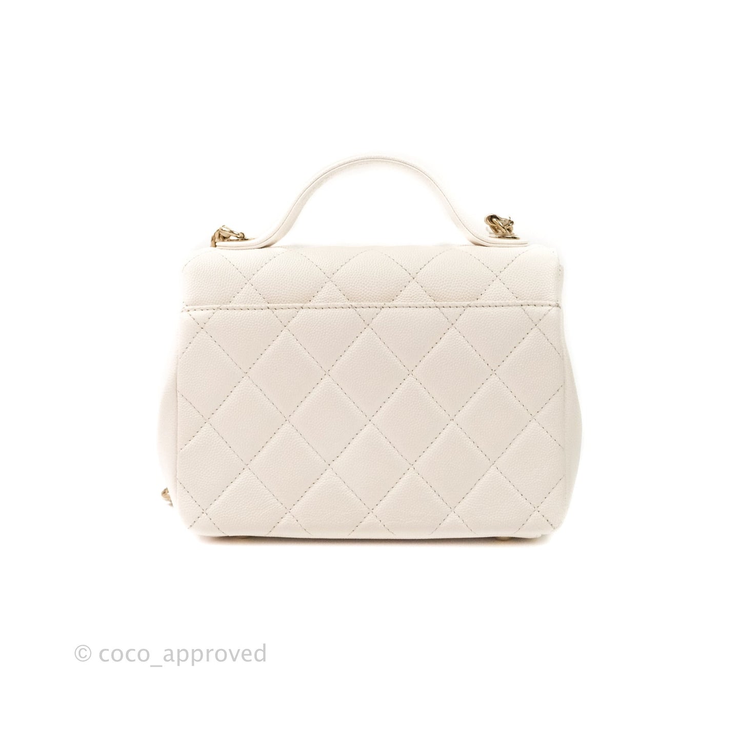Chanel Quilted Small Business Affinity Flap Ivory Caviar Light Gold Hardware