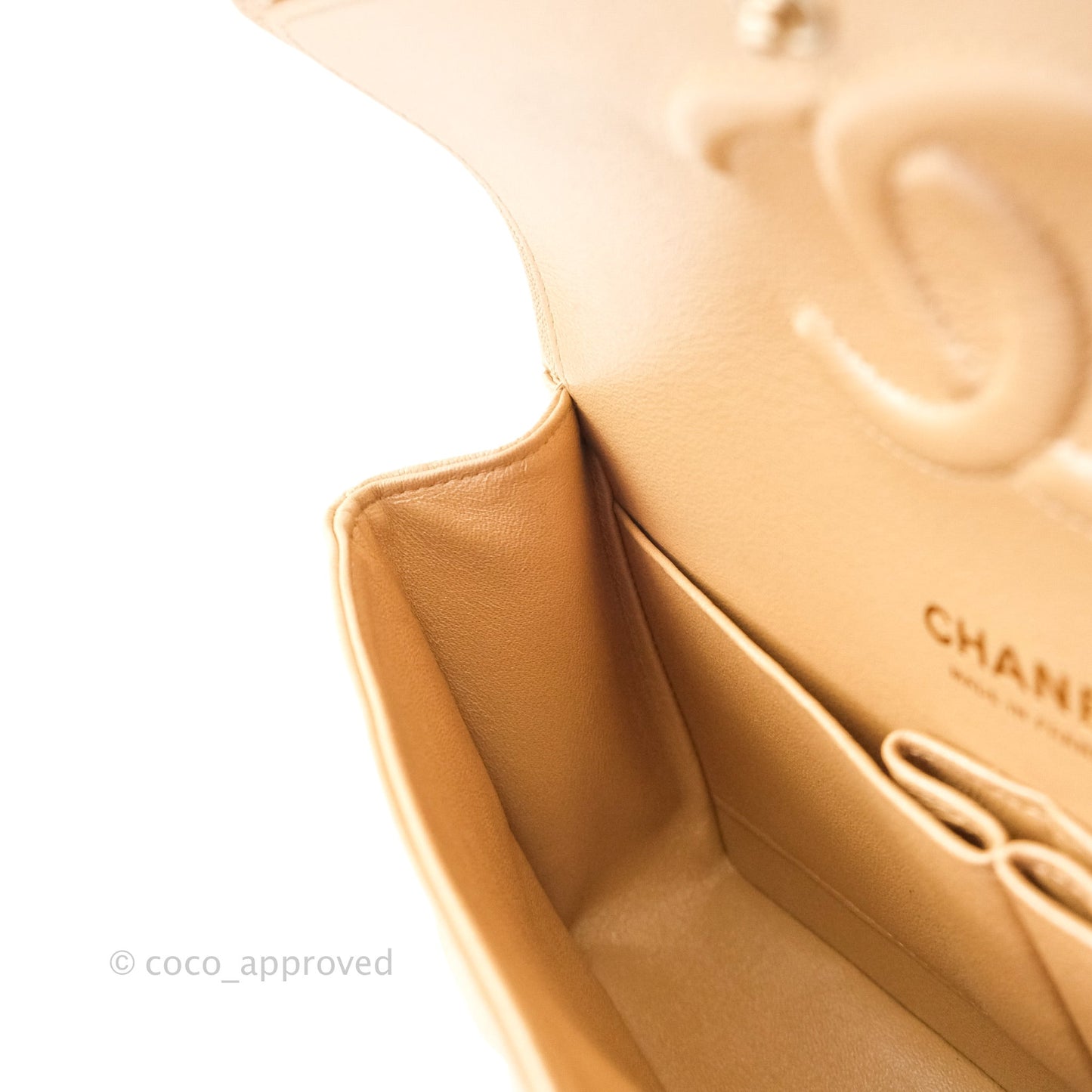 Chanel Classic M/L Medium Double Flap Iridescent Beige Caviar Gold Hardware 19S
