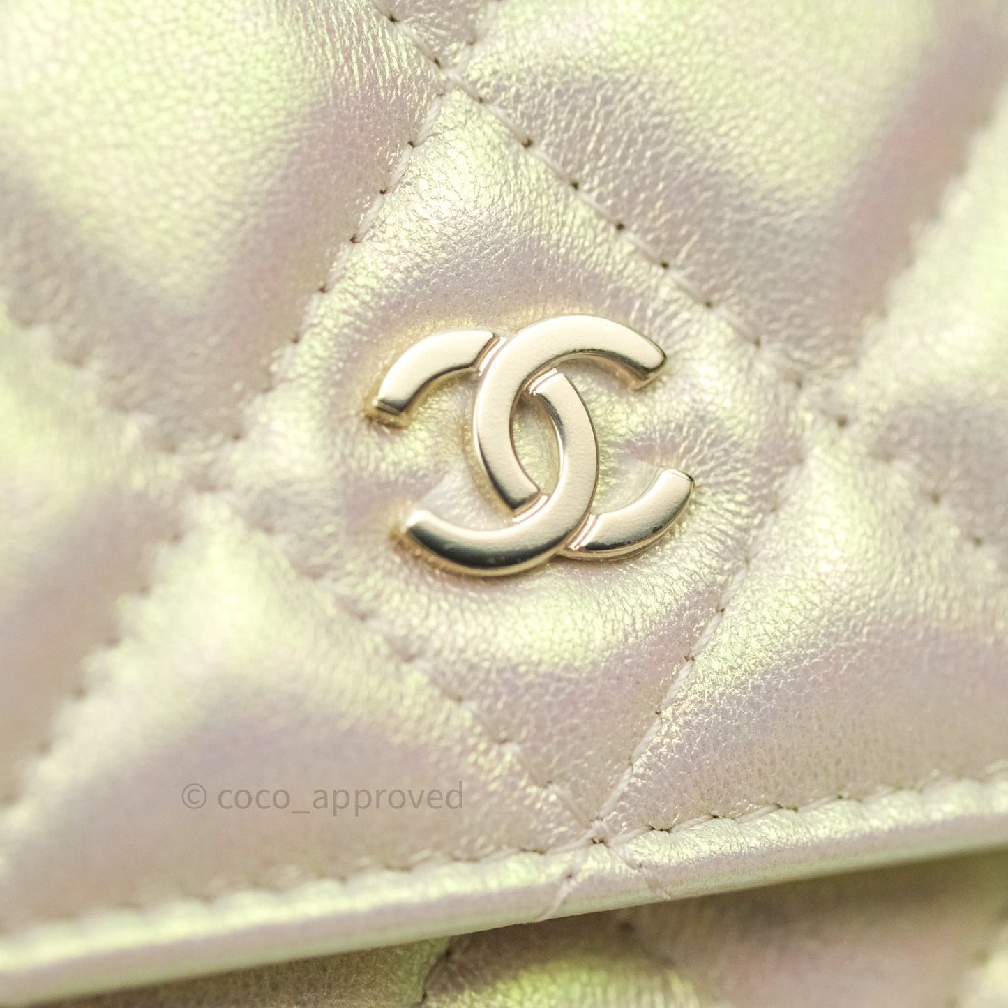 Chanel Quilted Wallet on Chain WOC Iridescent Ivory Gold Hardware 20A