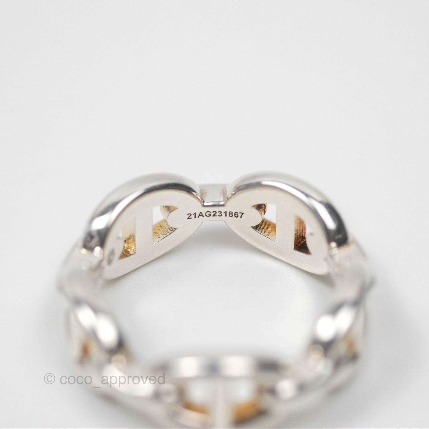 Hermès Sterling Silver PM Chaine d'Ancre Enchainee Band Ring SIze 53