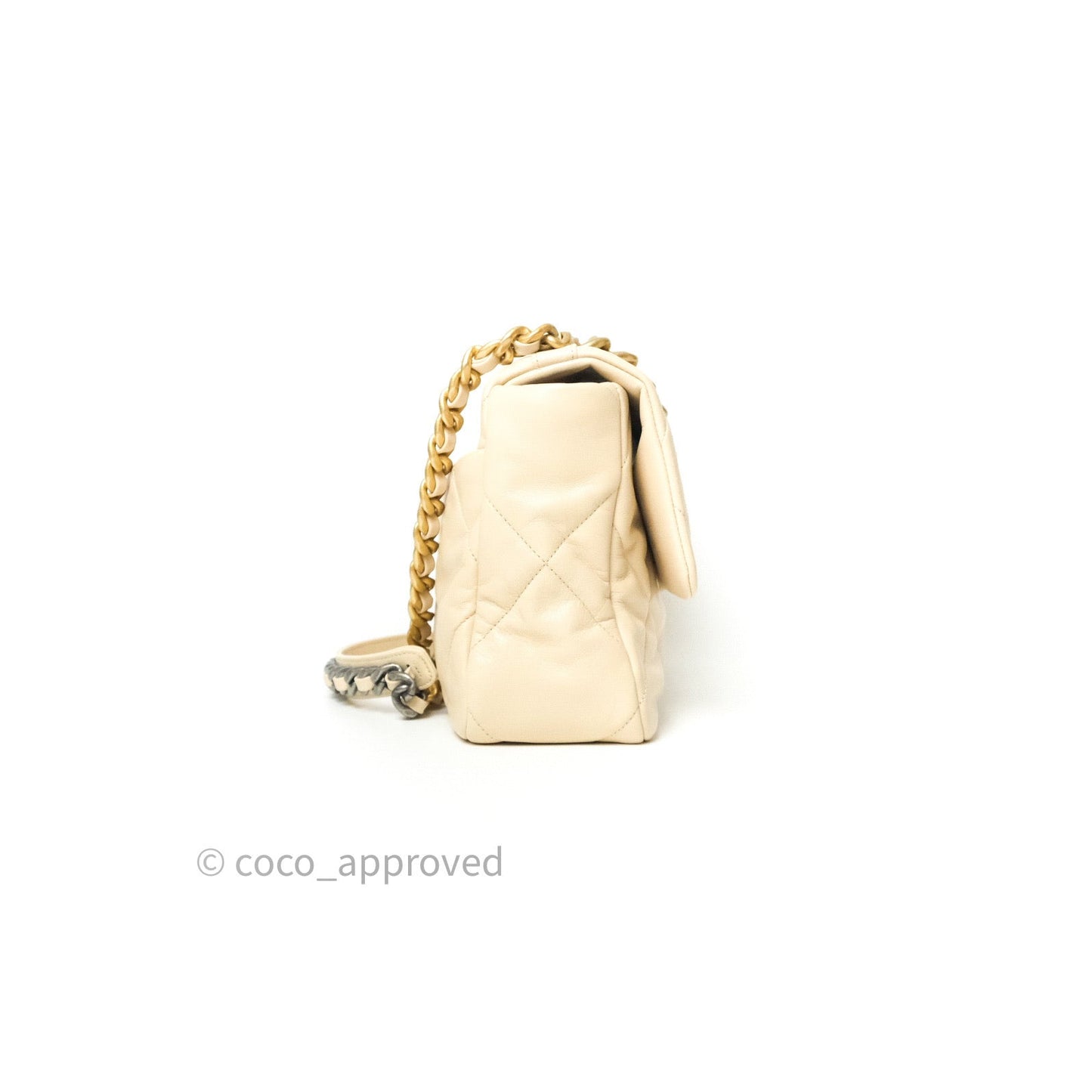 Chanel 19 Medium Beige Goatskin Mixed Hardware