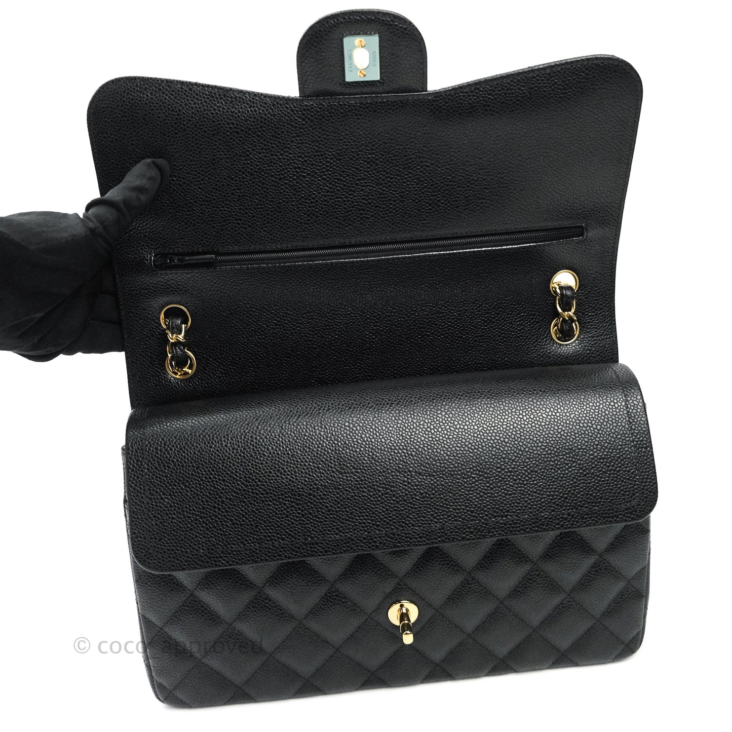 Chanel Jumbo Double Flap Black Caviar Gold Hardware⁣⁣