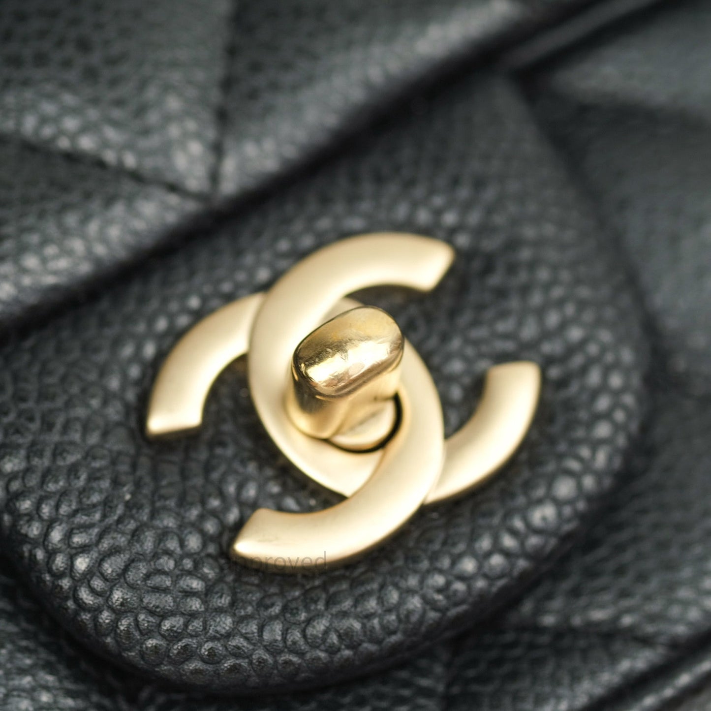 Chanel Mini Square Dark Gray Caviar Gold Hardware