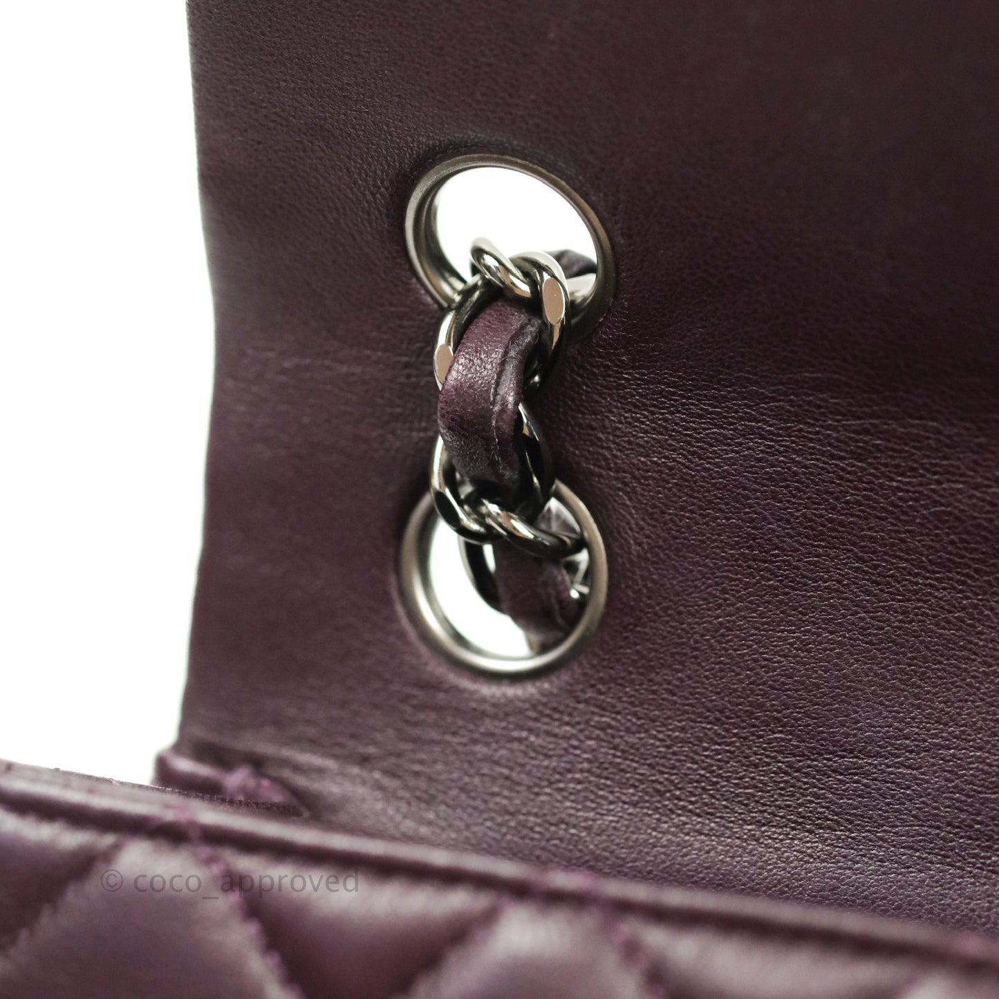 Chanel Quilted Mini Rectangular Purple Lambskin Silver Hardware