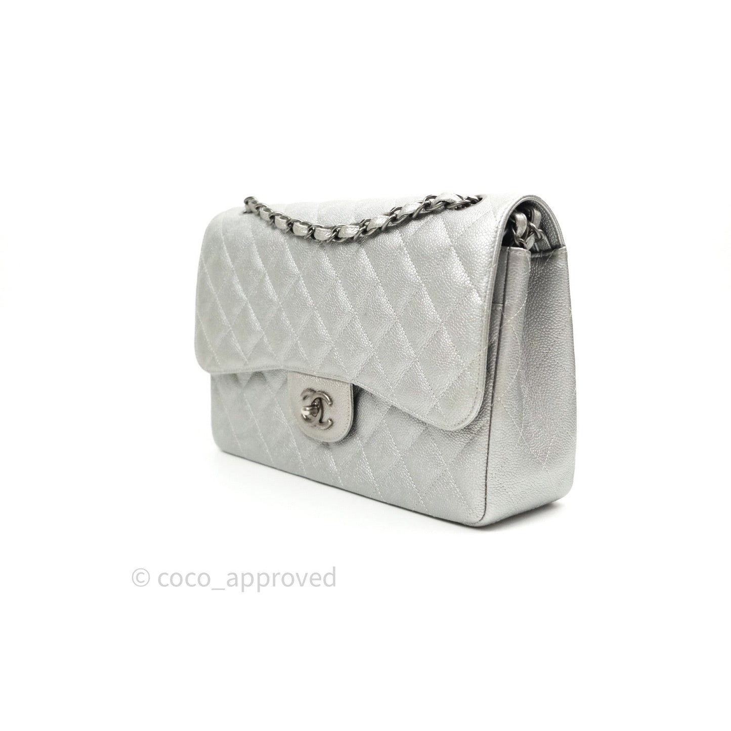 Chanel Jumbo Double Flap Silver Caviar Ruthenium Hardware⁣⁣