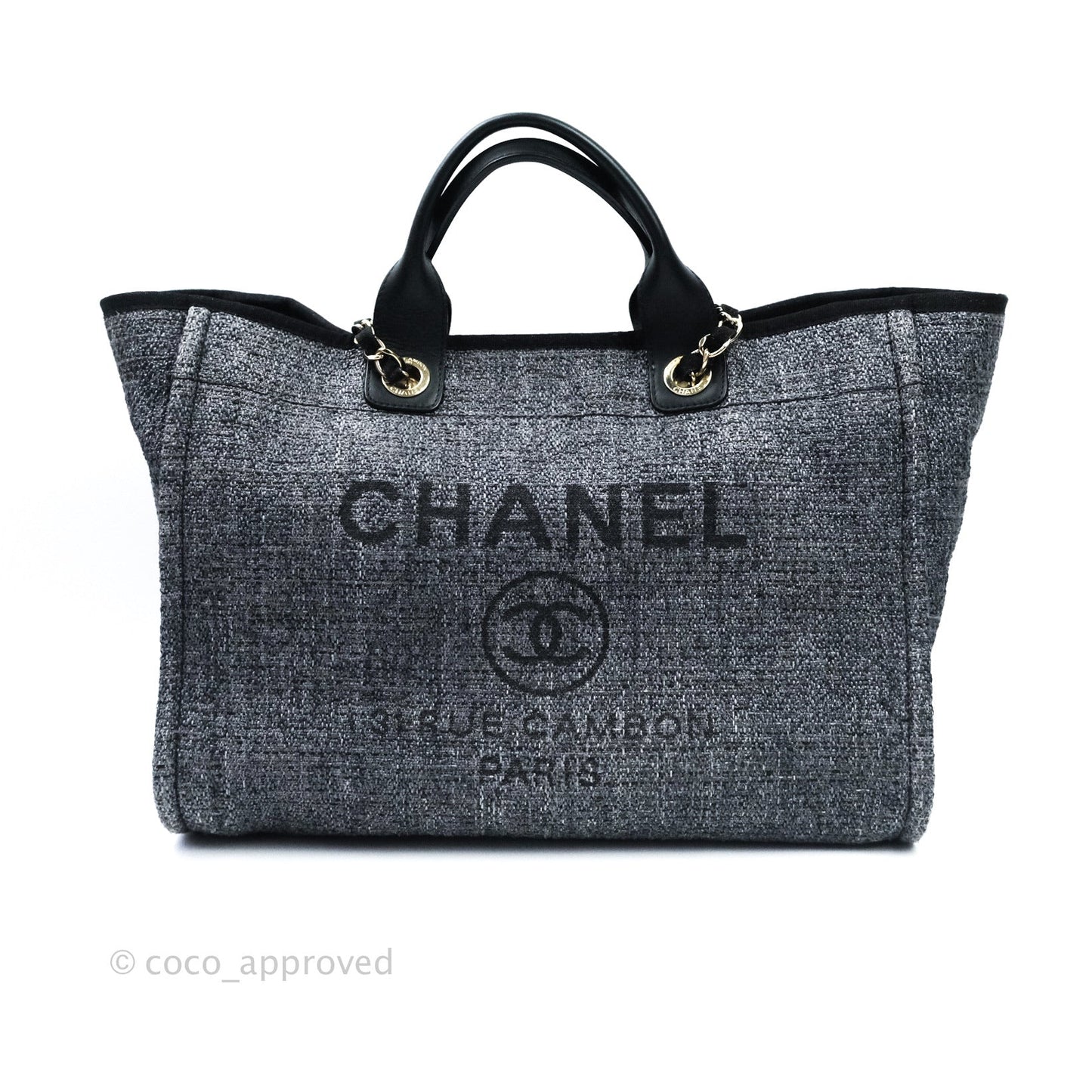 Chanel Large Deauville Charcoal Grey Canvas