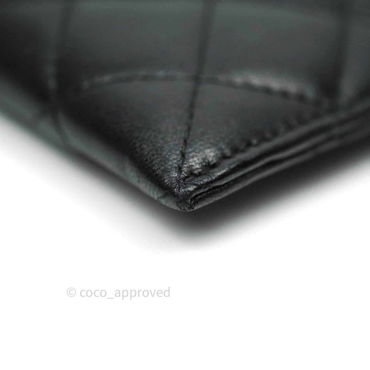 Chanel O Case Phone Case Pouch Card Holder Black Lambskin Silver Hardware