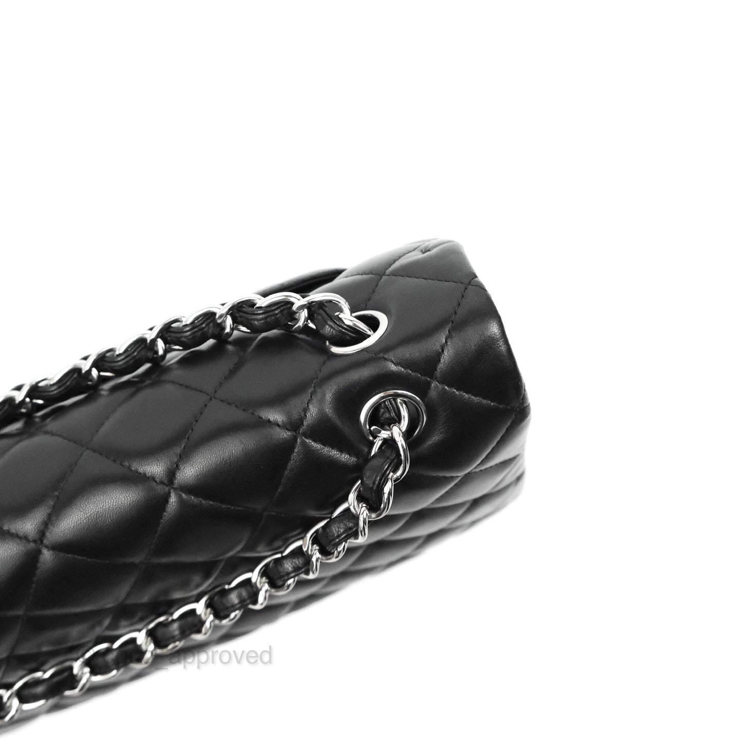 Chanel Quilted Single Flap Maxi Flap Black Lambskin Silver Hardware