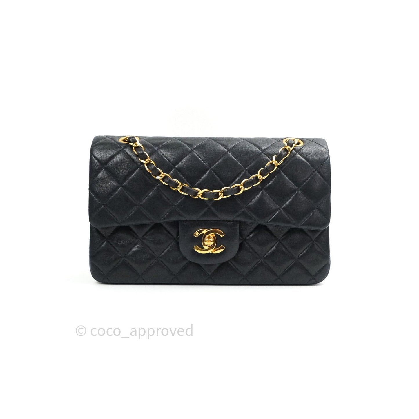 Chanel Classic Vintage Small S/M Flap Black Lambskin 24K Gold Hardware