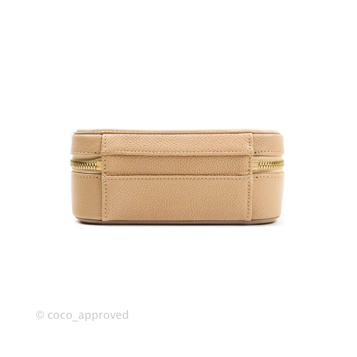 Chanel Quilted Small CC Filigree Vanity Case Beige Beige Caviar