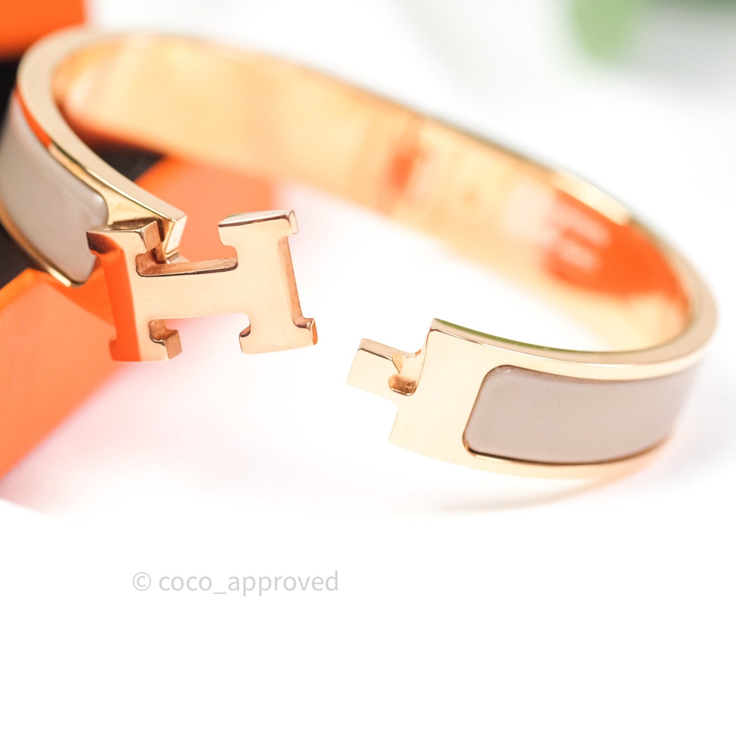 Hermès Clic Clac Narrow Marron Glace Rose Gold