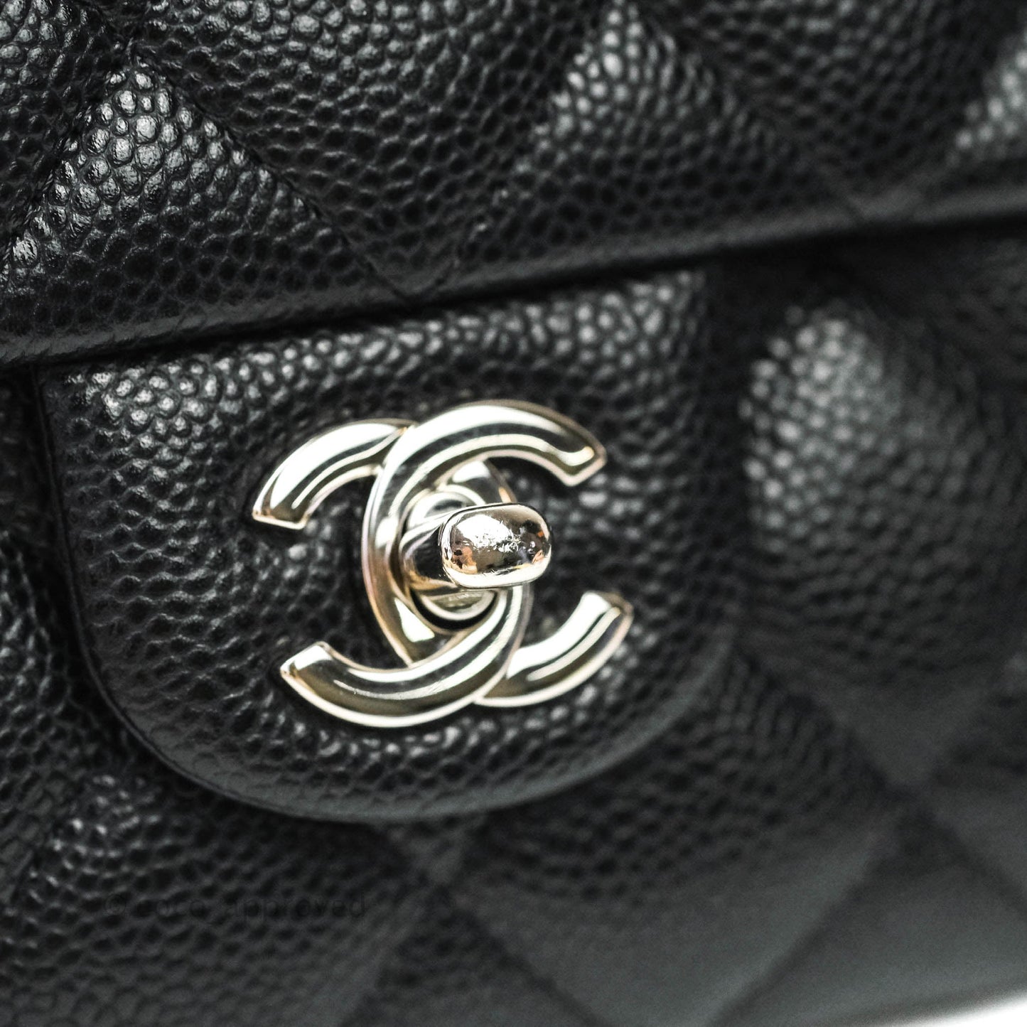 Chanel Quilted Clutch with Chain Black Caviar Silver Hardware
