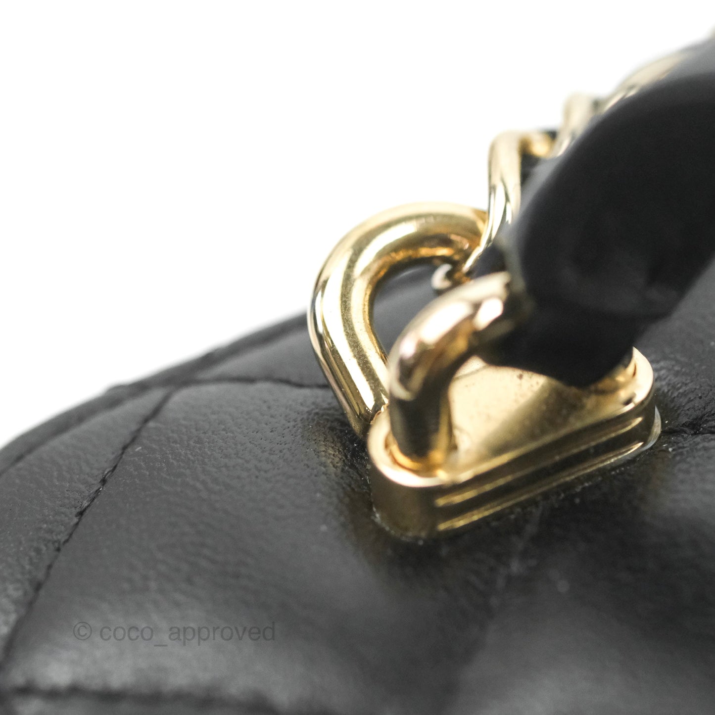 Chanel Mini Top Handle Vanity With Chain Black Lambskin Gold Hardware