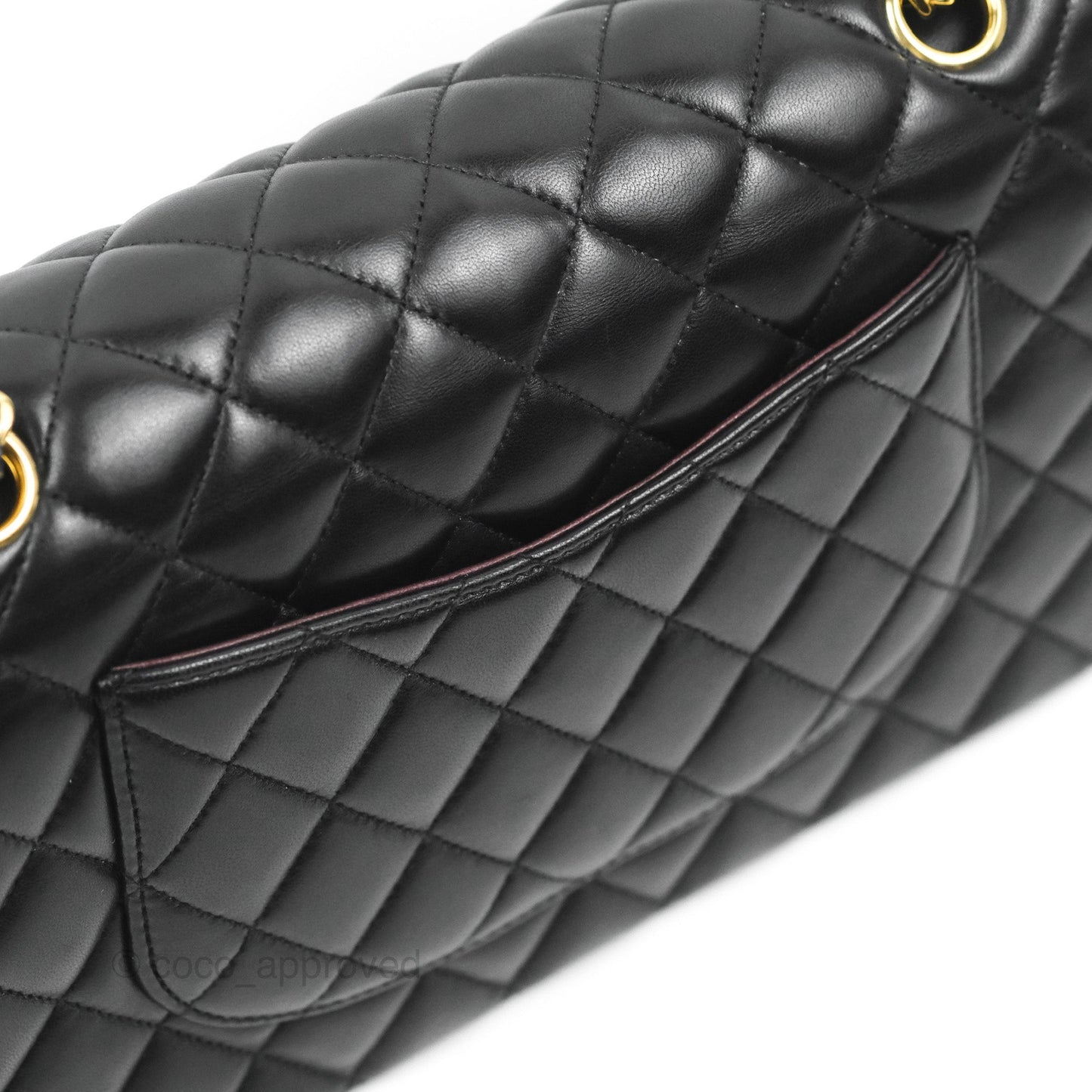 Chanel Classic M/L Medium Flap Quilted Black Lambskin Gold Hardware