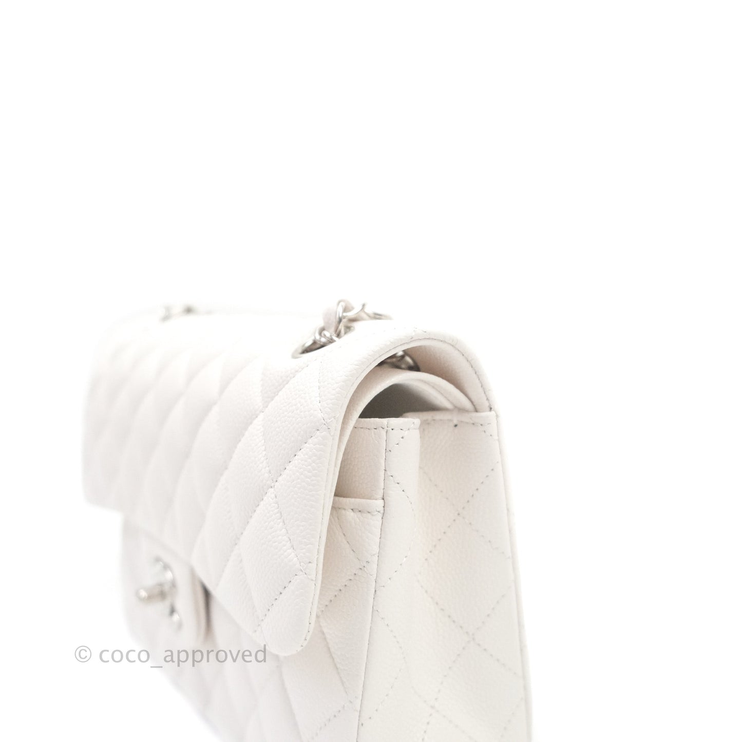 Chanel Classic Small S/M Flap White Caviar Silver Hardware