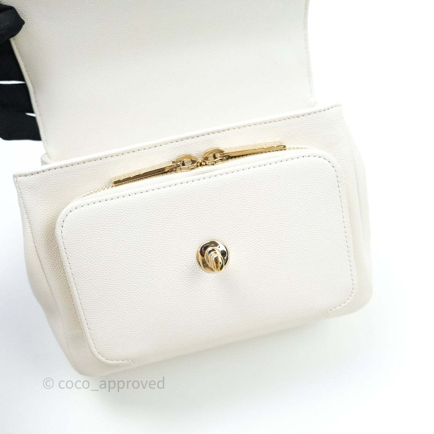 Chanel Quilted Small Business Affinity Flap White Caviar Light Gold Hardware
