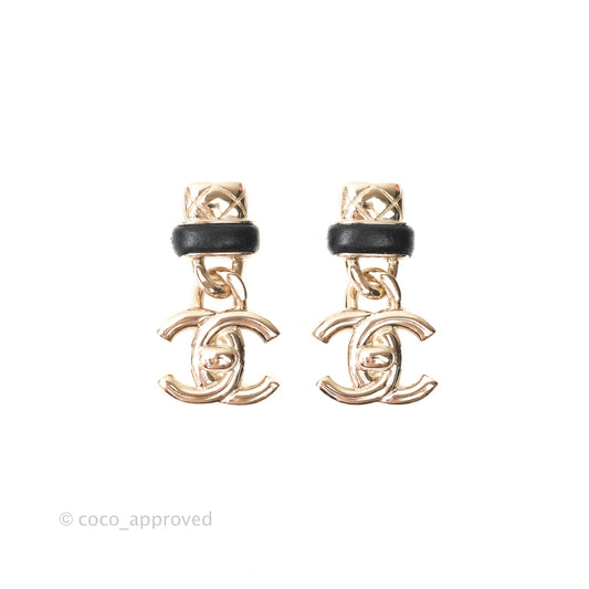 Chanel CC Turn Lock Drop Earrings Gold Tone 21S
