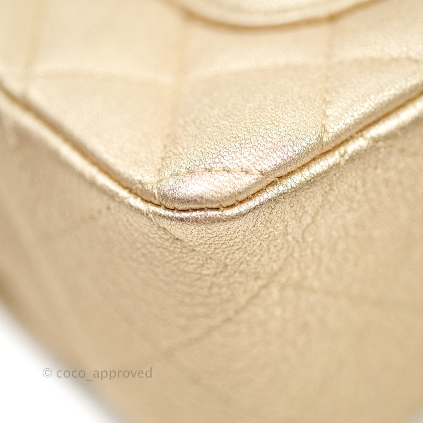 Chanel Quilted Mini Rectangular Metallic Champagne Gold Lambskin Gold Hardware