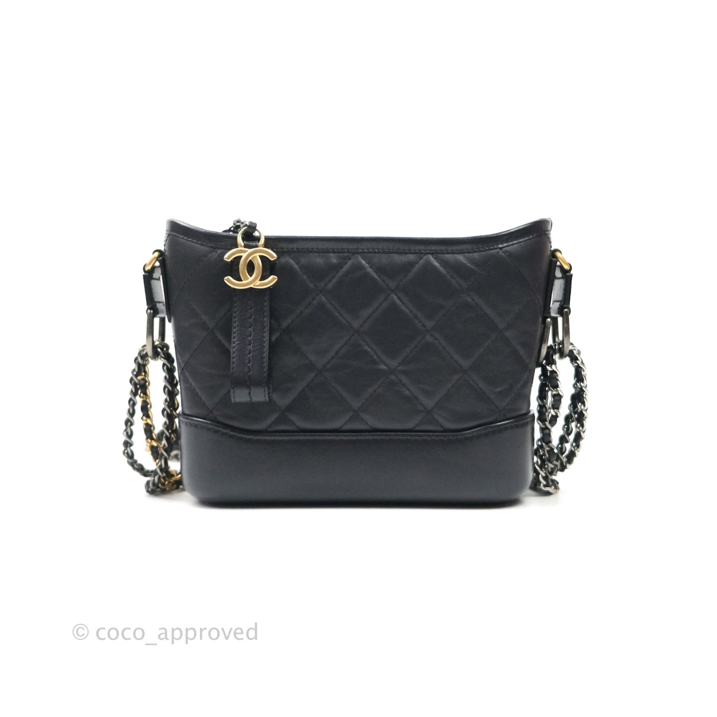 Chanel Quilted Small Gabrielle Hobo Grey Calfskin Mixed Hardware
