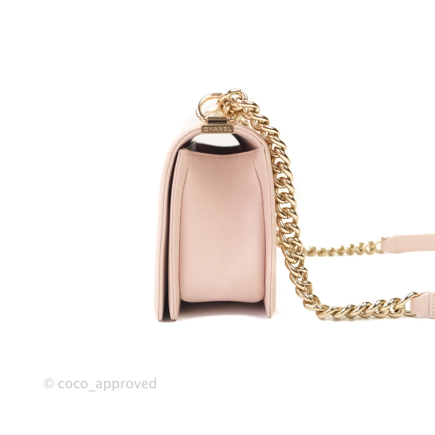 Chanel Boy Chevron Medium Pale Pink Caviar Gold Hardware