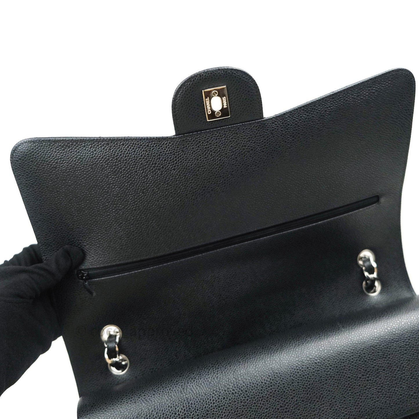 Chanel Classic Jumbo Double Flap Maxi Black Caviar Silver Hardware