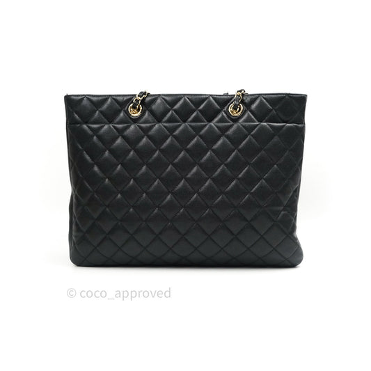 Chanel Quilted Timeless Tote Black Caviar Gold Hardware