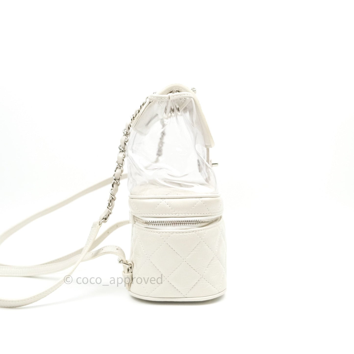 Chanel Crumpled Calfskin PVC Quilted Backpack White