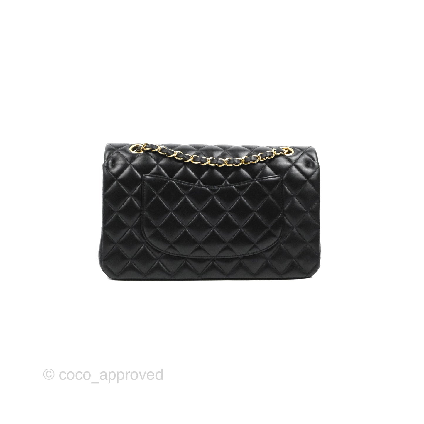 Chanel Classic M/L Medium Flap Quilted Black Lambskin Gold Hardware