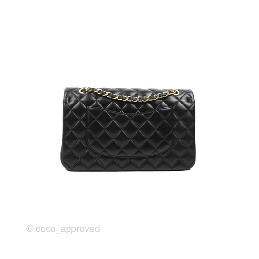 Chanel Classic M/L Medium Flap Quilted Black Lambskin Gold Hardware
