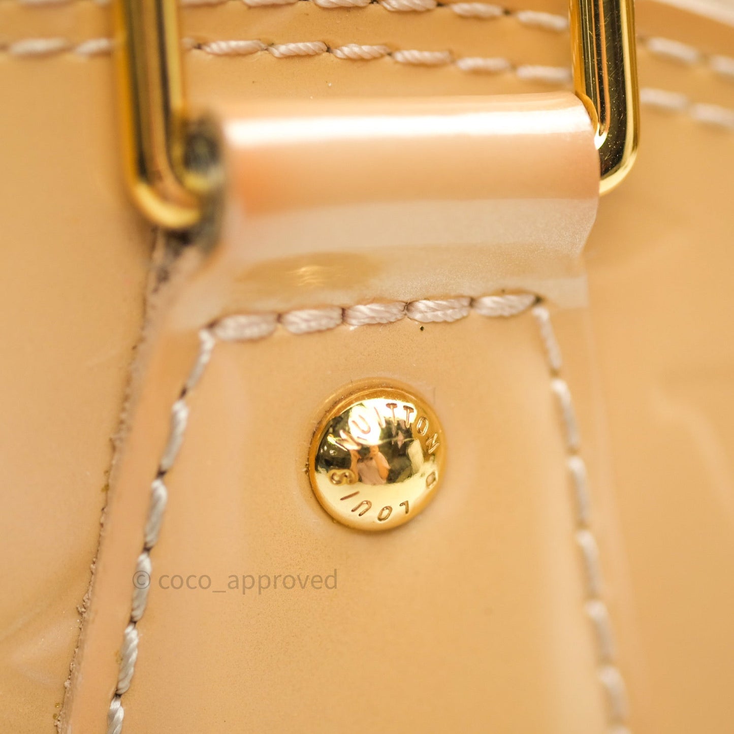 Louis Vuitton Alma BB Beige Monogram Vernis Leather