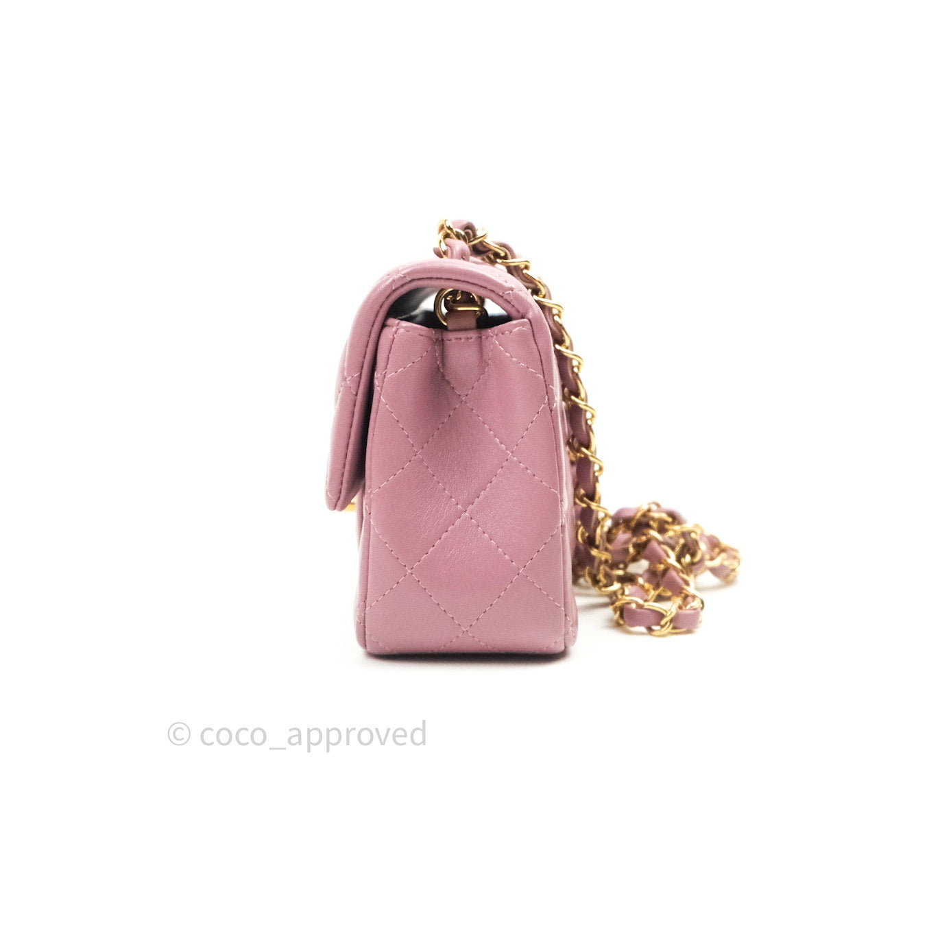 Chanel Quilted Mini Rectangular Pink Lambskin Gold Hardware