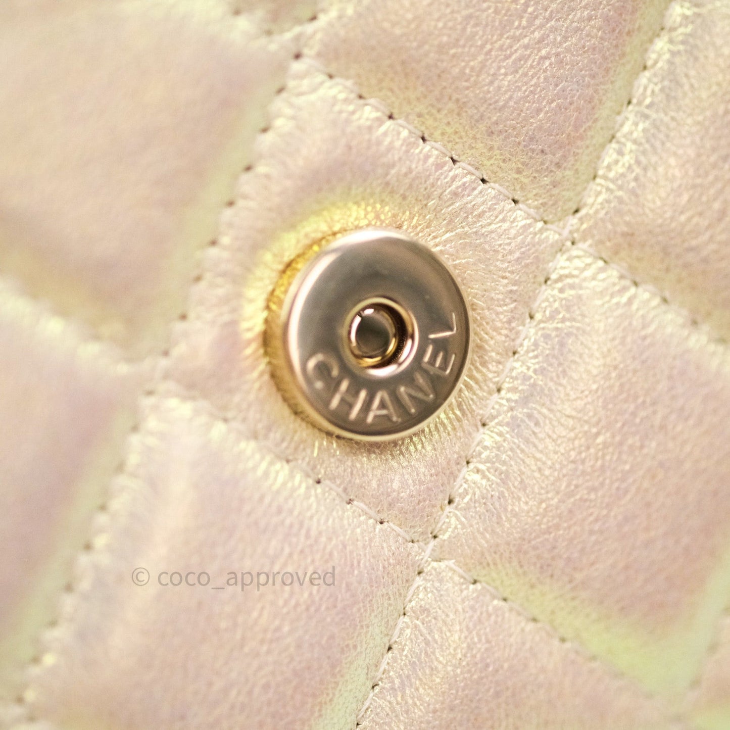 Chanel Quilted Wallet on Chain WOC Iridescent Ivory Gold Hardware 20A