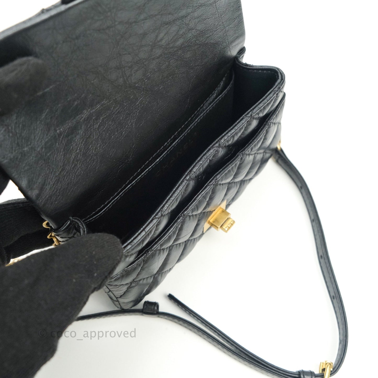 Chanel Reissue 2.55 Aged Calfskin Quilted Chain Waist Bag Black