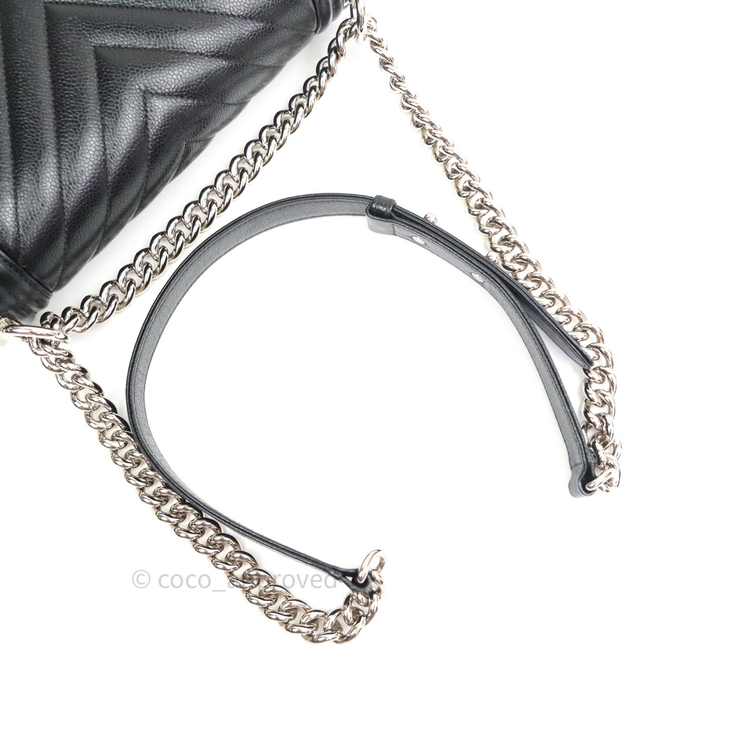Chanel Boy Chevron Medium Black Caviar Silver Hardware