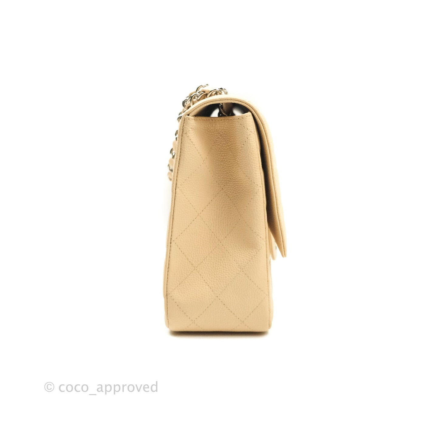 Chanel Jumbo Single Flap Beige Caviar Silver Hardware⁣⁣